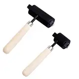 Supvox 2PCS Gummi-Leimwalze mit Holzgriff, Stempelfarbblock zum Drucken, Stempeln, Leimen