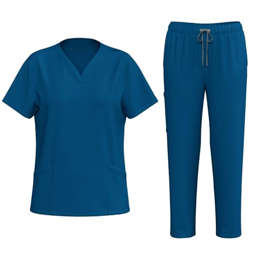 EMATOP angebote tages blitzangebote Medizinische Uniformen Sets für Damen Sommer Pflege Kasacks Outfits Lässig Business Kurzarm Tshirt und Schlupfhose Berufsbekleidung Zweiteiler Workout Set