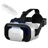 VR Brille, 3D Virtual Reality Headset für Handy, 3D VR Glasses Augenschutz Brille PC Unterhaltung mit kabelloser Fernbedienung, kompatibel 4,7-6,5 Zoll für iPhone Samsung Android