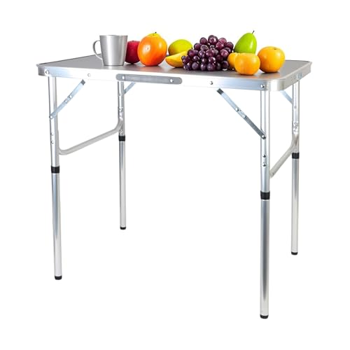 relaxdays Campingtisch, klappbar, höhenverstellbar, HxBxT:70x75x55 cm, Aluminium, MDF, wetterfest, Gartentisch, schwarz