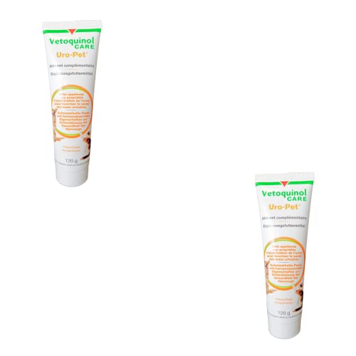 Vetoquinol URO-Pet Paste | Doppelpack | 2 x 120 g | Ergänzungsfuttermittel für Hunde und Katzen | Zur Unterstützung der Gesundheit der Harnwege | Mit der Aminosäure DL-Methionin