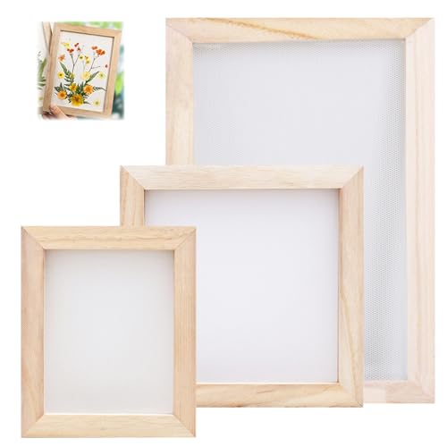 3 Stück Papierherstellung Rahmen, 3 Größen Papierschöpfrahmen Schöpfrahmen für DIY-Papierhandwerk Papermaking Hand Molds für DIY-Papierherstellung, handgemachte Malerei(15*18+20*20+20*30cm)