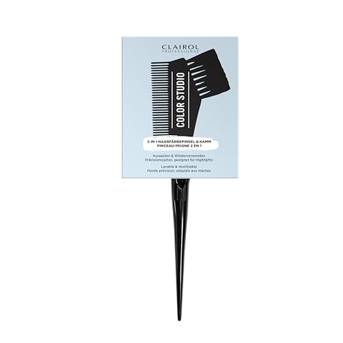 Clairol Professional Color Studio 2-in-1 Haarfärbepinsel mit Kamm – wiederverwendbares Friseur Zubehör für den professionellen Auftrag von Haarfarbe – mit Präzisionsspitze