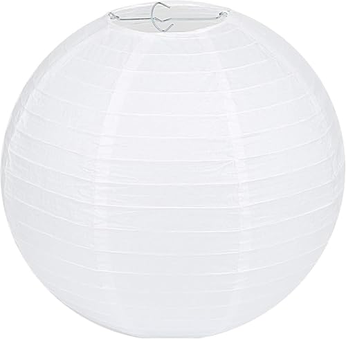 LIHAO Lampenschirm Rund Weiß Papier Laterne Classic Bamboo Style Gerippter Lampenschirm Deko für Party Garten Hochzeit Dekoration (15 cm, 6")