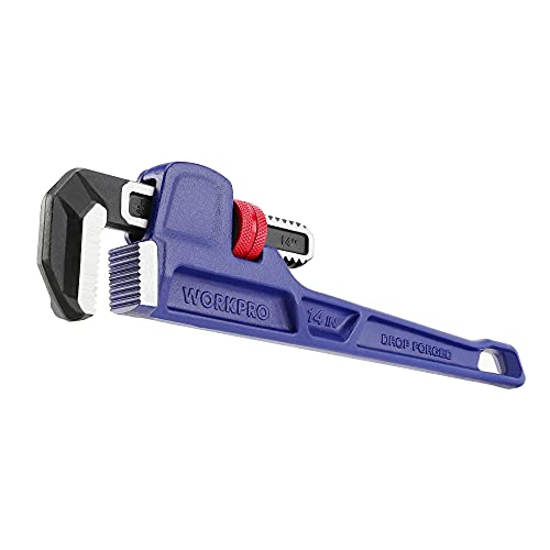 WORKPRO Rohrzange 350mm/14, max. Maulweite 70mm, 14 Zoll gerade Einhandrohrzange mit Skala, Wasserpumpenzange für Profi und Heimwerker, Reparatur von Abwasser- oder Heizungsrohren