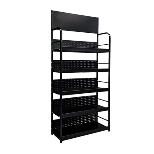 HGRYNDRO Robustes Supermarktregal, 5-lagiges Einzelhandelsregal mit Stecktafel für Großhandel, Apotheken, Convenience Stores, Geschenkläden, Tankstellen, Snack-Ausstellungsständer aus Metall (Farbe: