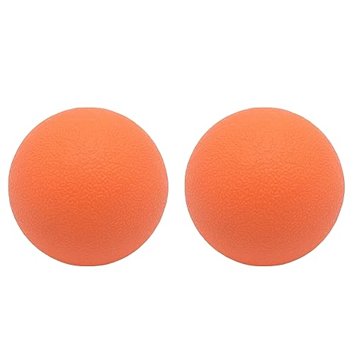 Massageball Faszienball Hart Lacrosse Ball Massage. Massagebälle für Rücken Beine Füße Hände. Triggerpunktball für Yoga myofasziale Entspannung Muskelentspannung Plantarfasziitis. 2 Stück. (Orange)