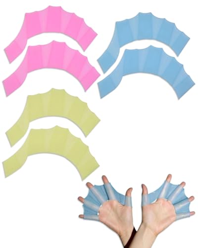 KGDUYC Schwimmhäute für die Finger, 3 Paar Hand Schwimmflossen Finger Schwimmhandschuhe Silikon Wasserhandschuhe, Webbed Handschuhe Größe, Swim Gloves für Frauen Schwimmtraining zum Schnorcheln
