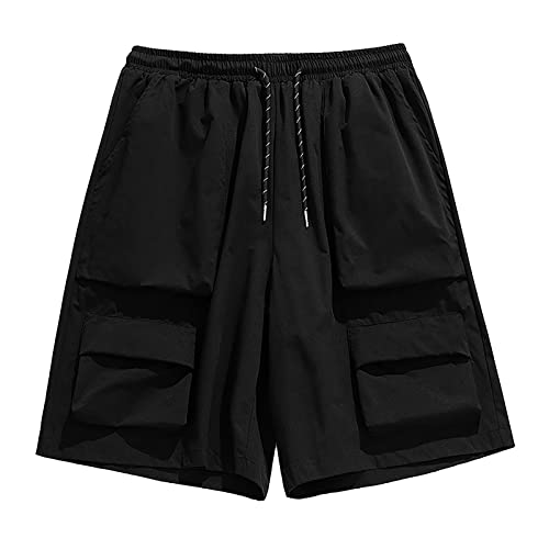 Herren Jogginghose Weites Bein für Outdoor-Fitness, Camping, Bergsteigen Funktionsunterhose Kurz(Schwarz,3XL)
