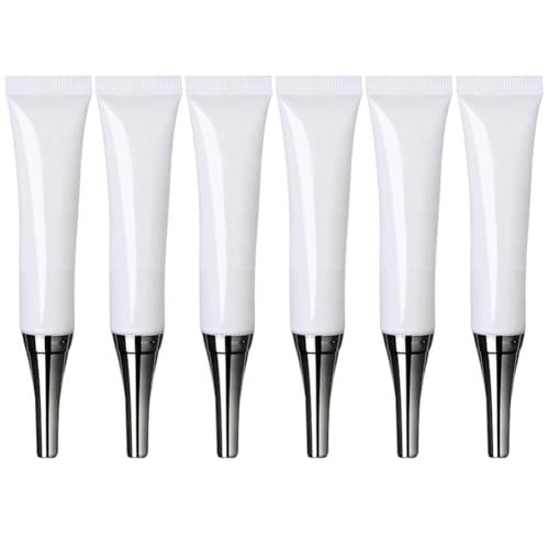 VASANA Leere Augencreme, Quetschtuben, Kunststoff, weiche Tuben, Kosmetiktube, Flasche mit silberfarbener Kappe, Probenbehälter, Spender für Augencreme, Lippenbalsam, Glanz, DIY, Beauty-Werkzeug, 6