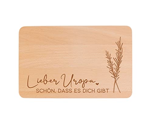 Frühstücksbrett Uropa - Geschenk Geburtstag - Dankeschön - Kleinigkeit - Hochwertiges Holzbrett aus Buche