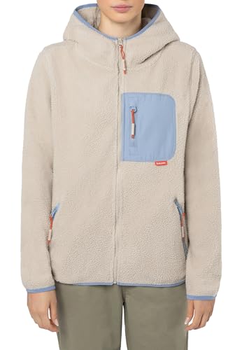 Sublevel Damen Fleecejacke mit Brusttasche – Bequeme Übergangsjacke mit Kapuze, Ideal für Outdoor-Aktivitäten Light-beige M