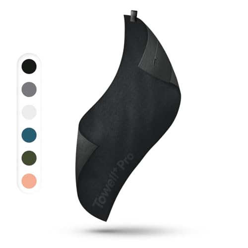 STRYVE Sporthandtuch – Towell+ Pro – All Black – 105 x 42,5 cm – Magnetclip & Rutschschutz – Hygienisch & Funktional – Ideales Handtuch fürs Gym verfügbar