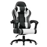 JUMMICO “Jetstream” Gaming Stuhl Ergonomisch,Gaming Chair mit massagefunktion, Gasdruckfeder Bürostuhl 150KG,Weiß