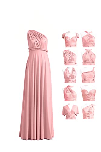 72styles Infinity Kleid mit Bandeau, wandelbares Brautjungfernkleid, lang, Übergröße, Mehrwege-Kleid, Twist-Wickelkleid, Dusty Rose, EinheitsgröÃŸe