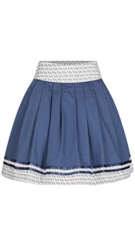 Nübler Trachten Damen Trachtenrock, Gitta, Midi Rocklänge, Kellerfalten Blau Gr. 40