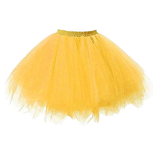 INLLADDY Kurz Tutu Rock Niedlich Säugling Kleinkind Baby Mädchen Solide Farbe Prinzessin Ballettrock Tanzkleid Tüllrock Tuturock Minirock Reifrock Unterrock Kleid Hauchrock Gelb Länge: 40 cm
