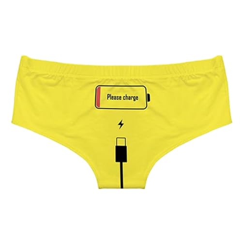 Gepolsterte Radhose Damen Unterwäsche Hip-, Girly-Höschen mit mittlerer Taille Sexy Unterwäsche Für Damen Weihnachten (Yellow, M)