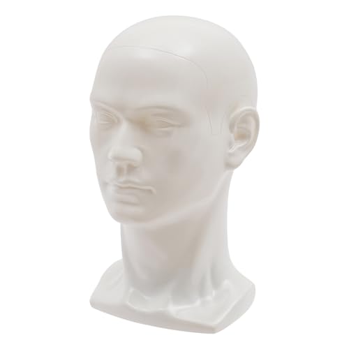 Sindipanda Schaufensterpuppe Kopf, männlich, Schaufensterpuppe Kopf Display PVC Männliches Kopfmodell, für Kopfhörer, Geschäfte, Friseursalons, Hutgeschäfte, Weiß, 50CM (Helles Weiß)