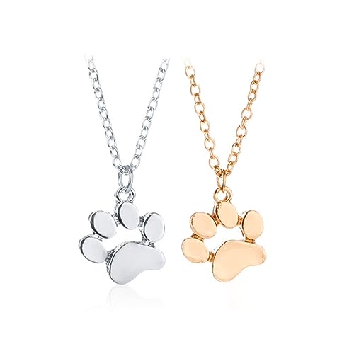 JOCXZI Halskette mit Katzenkralle, Katze und Panda (Gold + Silber) – niedliche Halskette, Hunde- und Katzenpfoten-Halskette, Pfotenabdruck-Anhängerkette, Haustier-Hunde- oder Katzen-Gedenkhalskette