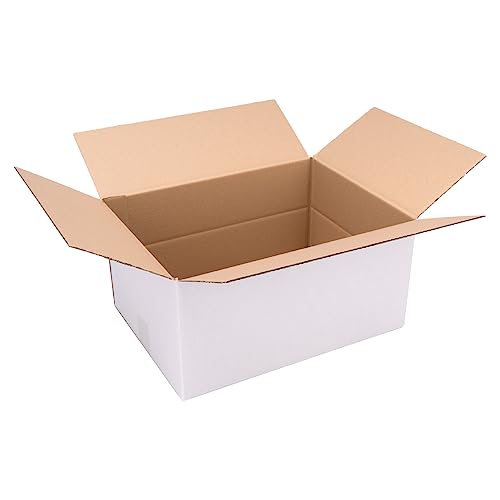 verpacking Faltkartons 400 x 300 x 200 mm Weiß (Außenmaß 405 x 305 x 210 mm) variable Höhe bei 110 mm KK 90 1-wellig Versandkarton DHL Päckchen DPD GLS Hermes Päckchen Kartons (25 Stück)