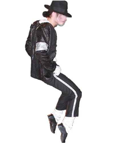 Shuanghao Kinder Erwachsene Kostüme Jacket+Pant+Socken+Glove(4pcs Set) Weihnachten Halloween Cosplay Partys Tänze Retro Punk Männer Frauen Jungen Mädchen Outfits Schwarz (W：48-52kg H:158-165cm)