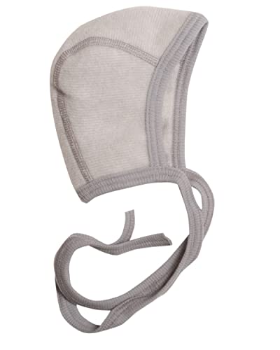 Cosilana Baby Häubchen Fleece, 60% Wolle kbT und 40% Baumwolle KBA (62-68, Grau meliert)
