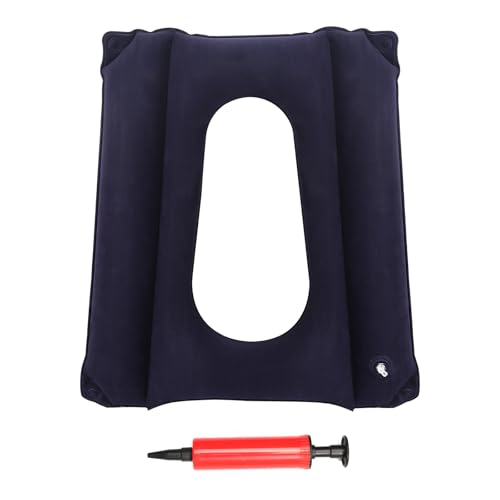 YGKYMVW Aufblasbares Kissen, Aufblasbares Luftkissen Mit Pumpe, Anti-Dekubitus-Sitzpolster Atmungsaktiv Bequem Aufblasbar Sitzkissen für Rollstuhl Toilettenstuhl(Marineblau)