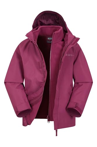 Mountain Warehouse Fell 3 in 1 Wasserabweisende Kinderjacke - Atmungsaktive, Regenjacke für Jungen und Mädchen - Für Spaziergänge, Wanderungen & Outdoor Beere Kinder 140 DE (9-10 Jahre)