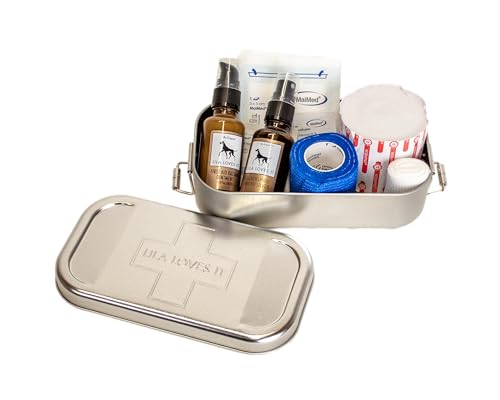 Erste-Hilfe-Set für Hunde - Verbandskasten mit First Aid Balsam und Silberspray, Verbandsmaterial, Wundkompresse und Heftpflaster-Rolle, FIRST AID BOX von LILA LOVES IT