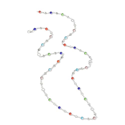 YHAILI Bunte Glashalskette für Damen, Metall-Schlüsselbeinkette, Partyschmuck, modischer Körperschmuck, Metallstruktur für jeden Anlass