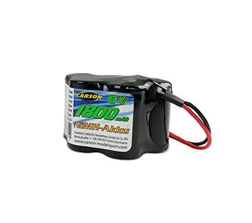 Carson 500608230-6V/1800mAh NiMH Empfängerakku Hump BEC, wiederaufladbar, mit Tamiya Stecker, Akku für RC Auto, Ersatzzakku ferngesteuertes Fahrzeug, hochwertig, Modellbau, Mehrfarbig