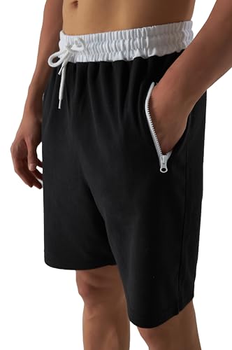 Smith & Solo Sporthose Herren Kurz - Kurze Hosen Herren, Laufshorts Männer Sommer Baumwolle Jogginghose Fitnesshose Sport Sportshorts Bermuda Shorts Hose Trainingshose Tennis (S, Sch-Weiß)