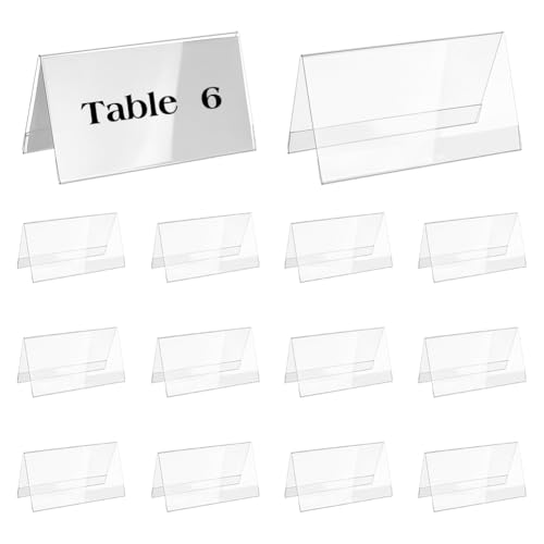 BENECREAT 16er Pack Acryl Tisch Namensschilder, 7,8x15cm Blanko-Namensschild Halter Schreibtisch Schild für Business Office Meeting Klassenzimmer
