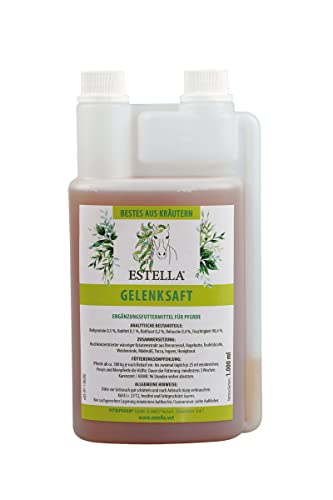 ESTELLA GELENKSAFT(1 Liter Dosierflasche) - NEU - für Pferde mit Gelenkbeschwerden, wie Arthrose, Sehnen- oder Bänderschäden - Lahmheit stoppen mit Kräutersaft