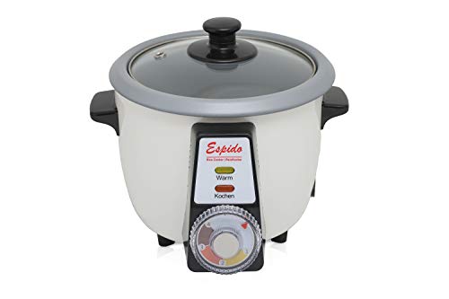 Persischer Reiskocher mit Tahdig Reiskuchen Tadig Reiskruste (3-5 Personen - 1,2 L - 500 Watt - RCG30T), ‎Außen: Weiß/Topf: Grau
