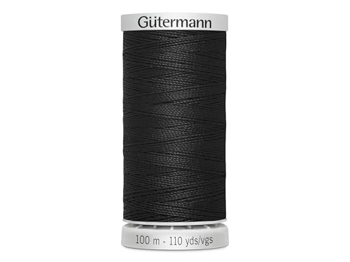 Gütermann Garn Extra Stark Nähgarn Polyester 100m Nähmaschinengarn Universal Reißfest UV Beständig (Schwarz, 1)
