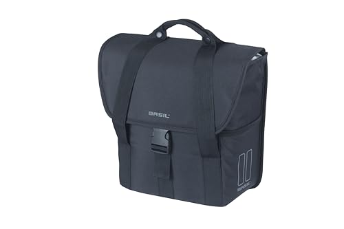 Basil Go Single Bag Shopper - 16L, Schwarz, Wasserabweisend, Ideal für Stadtfahrten, Einkäufe und den täglichen Gebrauch