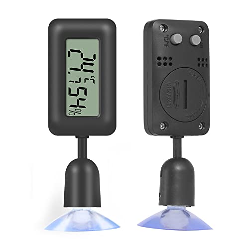 Hsthe Sea Digitales Hygrometer Thermometer LCD Thermometer Feuchtigkeitsmesser mit Hintergrundbeleuchtung für Reptilien Vivarium Gew?chshaus Inkubator (Schwarz)