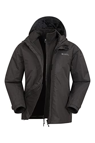 Mountain Warehouse Fell 3-in-1 Herren-Outdoor-Jacke - wasserdichte, atmungsaktive Regenjacke für Herren, Multifunktions-Outdoor Herren-Jacke, Camping-Jacke Schwarz X-Small