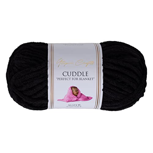 Utopia Crafts Cuddle Super Chunky Chenille-Garn zum Stricken und Häkeln, 100 g – 60 m, Schwarz