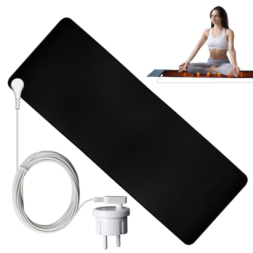 BORDEAG Erdungsmatte Set, Grounding Mat, Erdungsmatten-Set Mit Eu Erdungskabel Antistatikmatte Grounding Pad Mauspad Universal Erdungsmatte Für Schreibtisch, Tisch, Sofa, Yogamatte 25×68cm