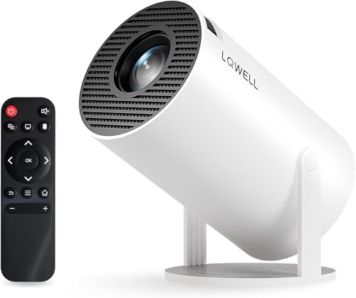 LQWELL HY300 PRO Mini Beamer, 4K 1080P Unterstützung, mit Android 11, WiFi 6, Bluetooth 5.0, unterstützt Airplay & Miracast, tragbarer Heim- und Outdoor-Projektor, für Android/iPhone/PC/Mac/Switch
