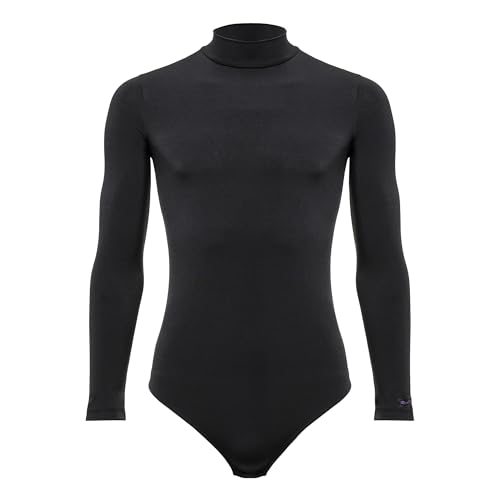 Ready4Dance Latin-Body für Kinder/Jungen fuer Lateinamerikanische Tänze – Rollkragen aus elastischem Stoff, 3-Knopf-Verschluss (05 schwarz, 16 Jahre)
