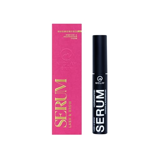 NICLAY hormonfreies Wimpern- & Augenbrauenserum – Lash Serum, Brow Booster, Veganes Wimpernserum für volle & lange Wimpern, Pflege bei Wimpernverlängerung, Lashes, Augenbrauenpflege, 5 ml