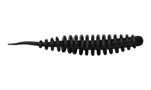 Trout Master Master Worm - Flexibler, UV-aktiver Forellenköder mit Knoblaucharoma, Langlebiger Gummiköder, Angelzubehör, Forellenköder, Gummifisch, Barschköder, Angeln (Black)