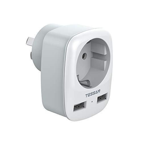 TESSAN Adapter Australien, 3 in 1 Reiseadapter Australien mit 2 USB, Adapter China Deutschland Stecker, Steckdosenadapter neuseeland, Stromadapter für Neuseeland China Argentinien, Reisestecker Typ I