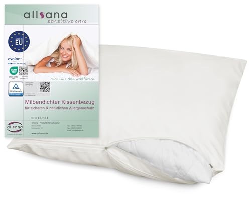 Allsana Allergiker Kissenbezug 80x80 cm | Allergie Bettwäsche | Anti Milben Encasing | Milbenschutz für Hausstauballergiker | allergendichter Zwischenbezug für das Kopfkissen | TÜV geprüft