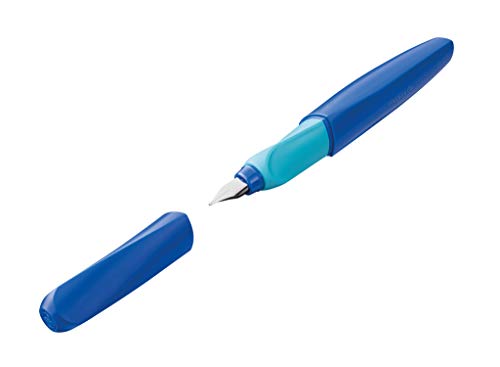 Pelikan Twist Füllhalter, Edelstahl-Feder in Strichbreite M inkl. Tintenpatrone, deep blue, 1 Stück