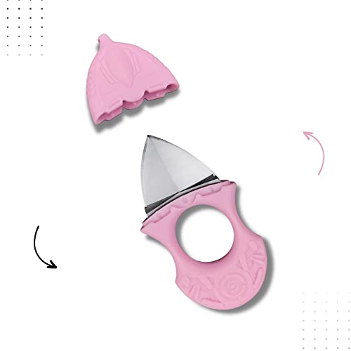 Mini Pocket Knife Elegant Hunting Knife für Damen, mit einem 0,8-in 316L Doppel-Edge Fixed Blade, Non-Slip ABS-Griff, Sheath. Für EDC, coole Geschenke (Pink)